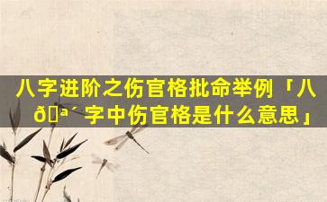 八字进阶之伤官格批命举例「八 🪴 字中伤官格是什么意思」